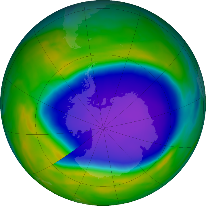 Antarctic ozone map for 17 October 2020